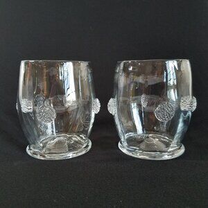 2 Juliska Cameron Double Old Fashioned Glasses READ Clear Glass 4"X4" (a)